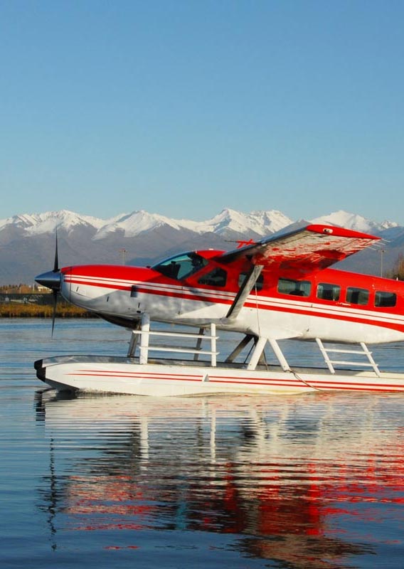 Take a scenic flight from Anchorage to Redoubt Bay Lodge