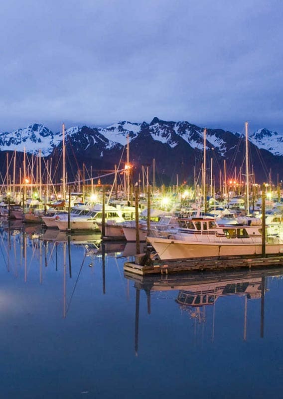 Seward harbour at dusk