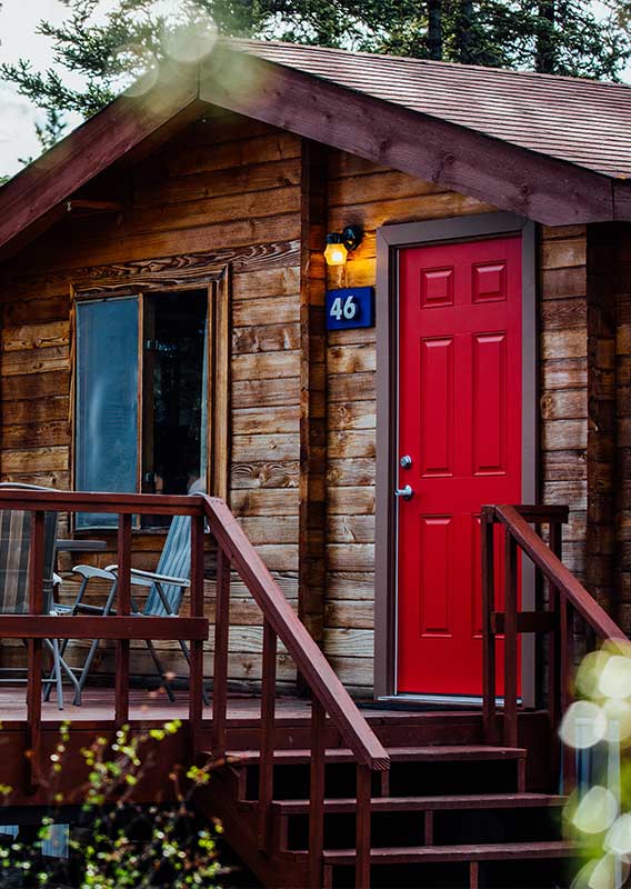 a wood cabin exterior