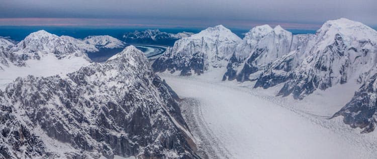 View of a glacier from a flight seeing experience