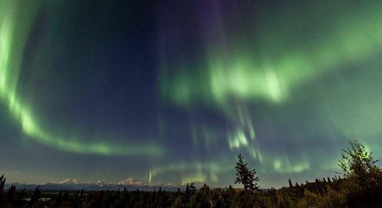 Aurora over the mountains