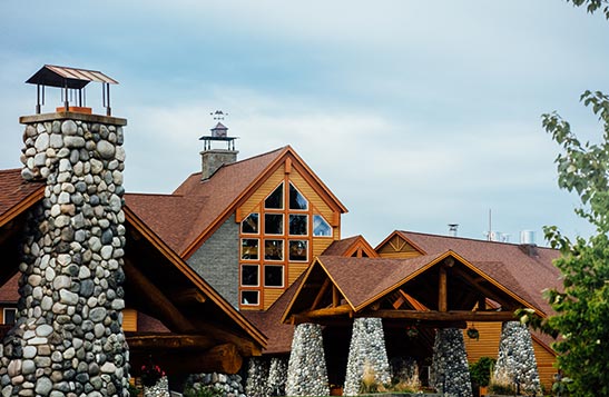 Exterior of Talkeetna Alaskan Lodge in summer.