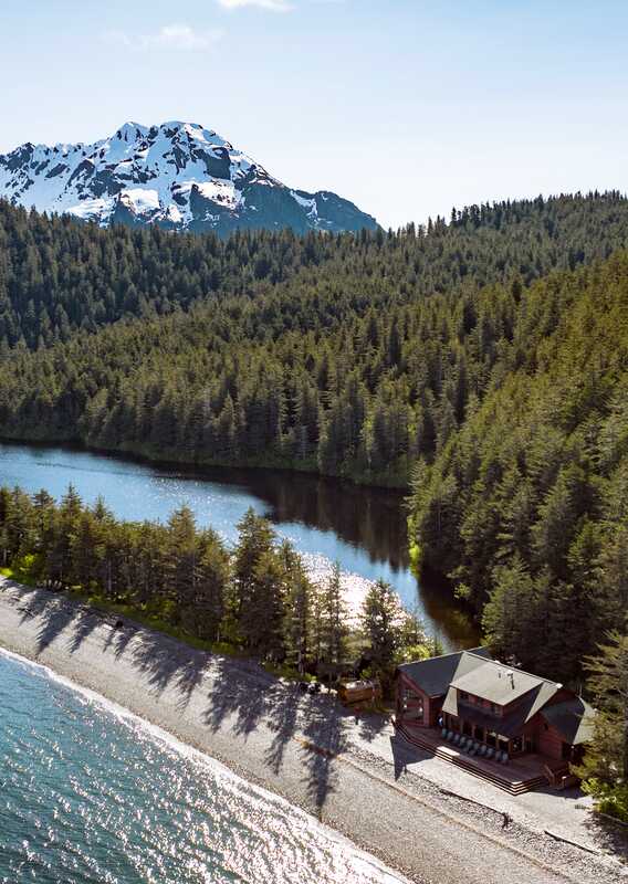 An aerial view of Fox Island in Alaska.