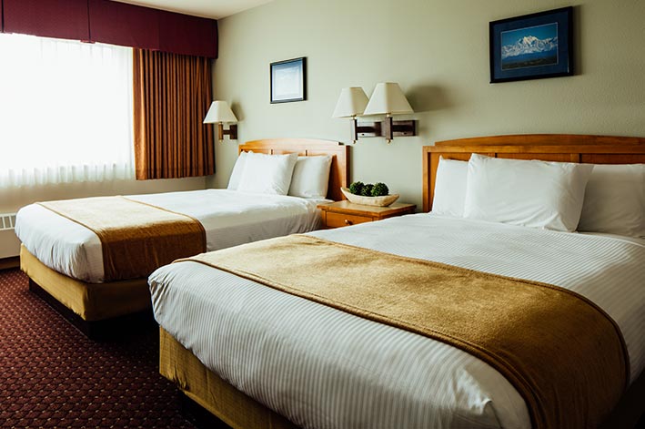 Hotel room with two beds