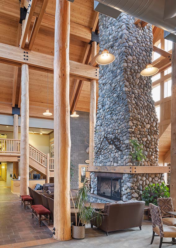 Interior lobby of Talkeetna Alaskan Lodge.