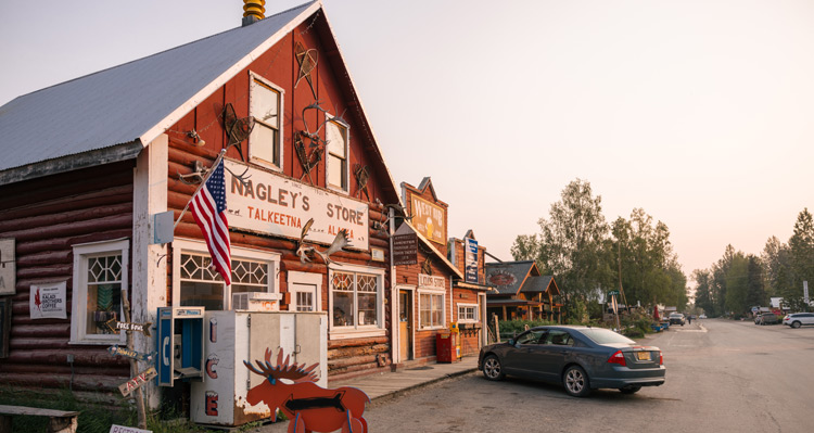 An exterior view of Nagley's Store in Talkeetna, Alaska.