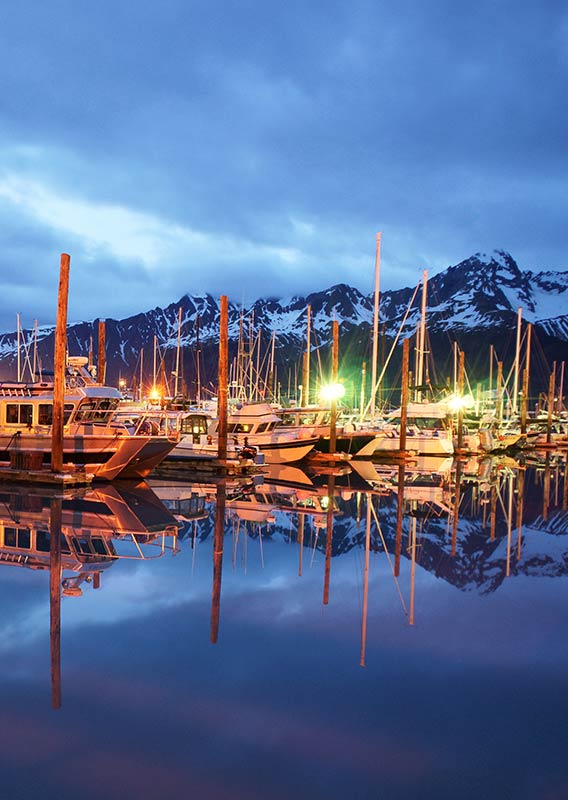 Seward Harbor filled with boats