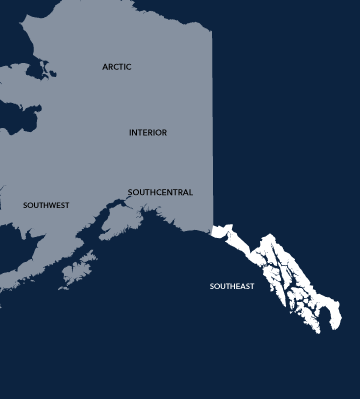 Illustrated map of Alaska Southeast