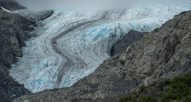 Exit Glacier on a foggy day.