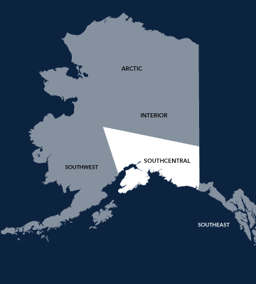 Illustrated map of Alaska Southcentral region